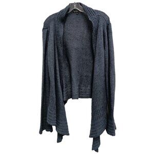 Berretti Womens Cardigan Medium Gray Wool Blend Cascading Bell Sleeve Timeless